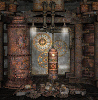 Illustrazione Steampunk boiler room