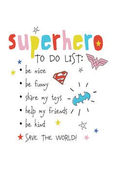 Kunstplakat Superhero - to do list