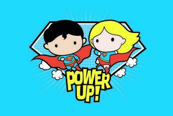 Kunsttryk Superman and Supergirl - Chibi