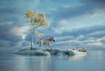 Kunstafdruk Surreal image of a zebra on