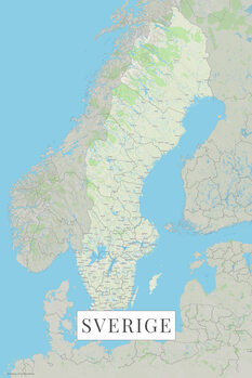 Mapa Švédsko color