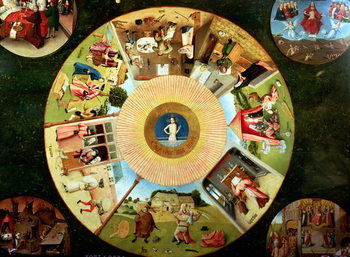 Tabletop of the Seven Deadly Sins and the Four Last Things (oil on panel) Reproduction de Tableau