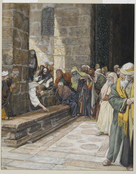 Reproducción de arte The Adulterous Woman - Christ Writing upon the Ground, illustration from 'The Life of Our Lord Jesus Christ', 1886-94