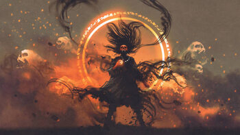 Umjetnički plakat the angry sorcerer of evil spirits