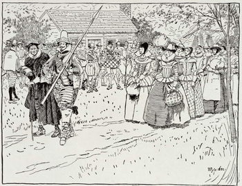 Festmény reprodukció The Arrival of the Young Women at Jamestown, 1621,