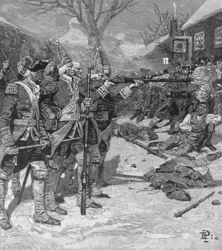 The 'Boston Massacre', engraved by J. Bernstrom, from Harper's Magazine, 1883 Reproduction de Tableau