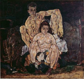 Reproducción de arte The family. Painting by Egon Schiele , 1917. Oil on canvas. Dim: 152,5x191,8cm. Vienna, Oesterreichische Galerie im Belvedere