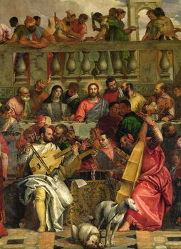 Reproducción de arte The Marriage Feast at Cana, detail of Christ and musicians, c.1562