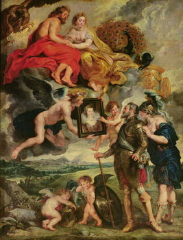 The Medici Cycle: Henri IV (1553-1610) Receiving the Portrait of Marie de Medici (1573-1642) 1621-25 Reproduction de Tableau