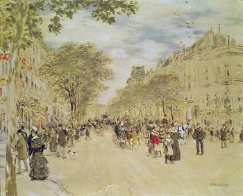 Reprodukcja The Pavillon de Hanovre and the Boulevard des Italiens, Paris, after 1870