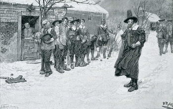 Reprodukcija umjetnosti The Puritan Governor Interrupting the Christmas Sports