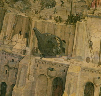 Kunsttryk The Tower of Babel, detail of construction work