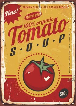 Művészi plakát Tomato soup vintage metal sign image