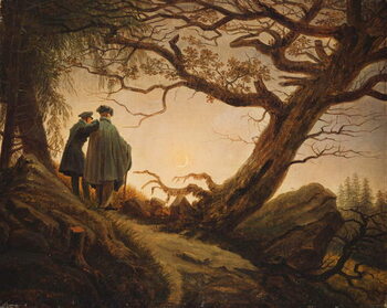 Konsttryck Two Men in the Consideration of the Moon