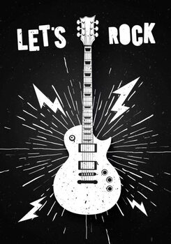 Umelecká tlač Vector Illustration Lets Rock Music Print