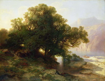 Kunsttryk View of Lake Thuner, 1854