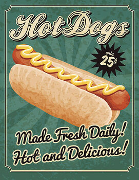 Művészi plakát Vintage Hot Dog Poster