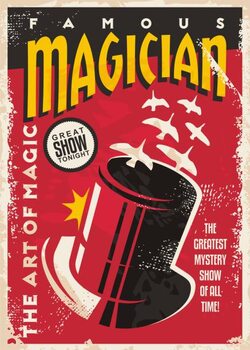 Umelecká tlač Vintage poster for magic performance -