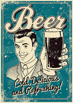 Kunstafdruk Vintage Screen Printed Beer Poster