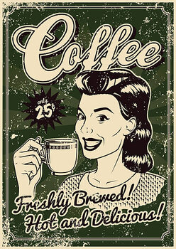 Umělecký tisk Vintage Screen Printed Coffee Poster