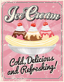 Művészi plakát Vintage Screen Printed Ice Cream Poster