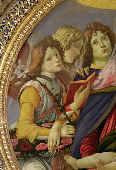 Virgin and Child with Six Angels, called The Madonna of the Pomegranate (tempera on panel) Reproduction de Tableau