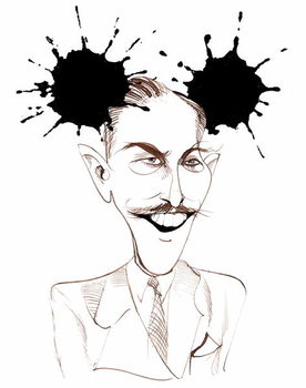 Reproducción de arte Walt Disney, American film producer, business magnate, cartoonist and animator; caricatured with 'Mickey Mouse'