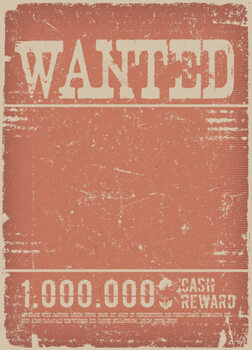 Umelecká tlač Wanted Poster On Red Grunge Background
