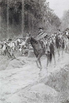 Reproducción de arte Washington's Retreat from Great Meadows, illustration from 'Colonel Washington' by Woodrow Wilson, pub. in Harper's Magazine, 1896