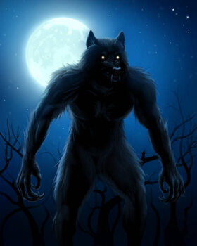 Umělecký tisk Werewolf and moon