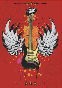 Konsttryck Winged guitar poster