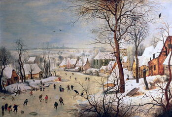 Reprodukcja Winter Landscape with Birdtrap, 1601