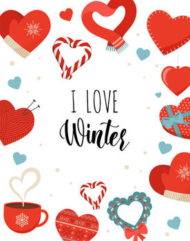 Ilustratie Winter love. I love winter card,