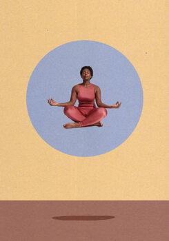 Ilustrácia woman meditating sitting crosslegged