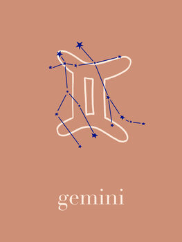 Ilustrare Zodiac - Gemini - Terracotta