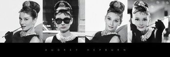 Rámovaný plakát Audrey Hepburn - b & w
