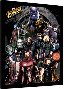 Gerahmte Poster Avengers Infinity War - Character Coloured Bands
