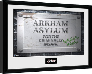 Rámovaný plakát Batman Comic - Arkham Asylum Sign