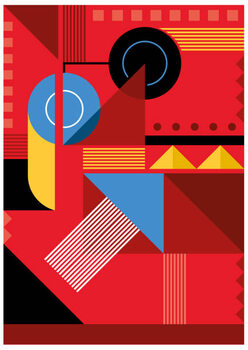 Tričko Bauhaus red background illustration