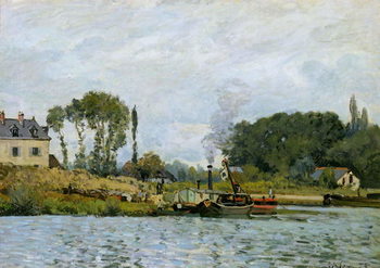 Canvastavla Boats at the lock at Bougival, 1873