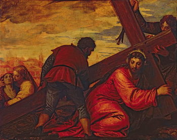 Canvastavla Christ Sinking under the Weight of the Cross