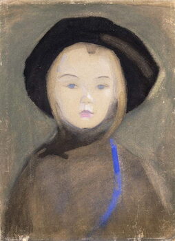 Canvastavla Girl with Blue Ribbon, 1909