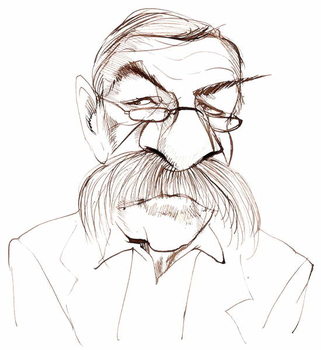 Canvastavla Günter Grass, German novelist, poet, playwright and artist; caricature