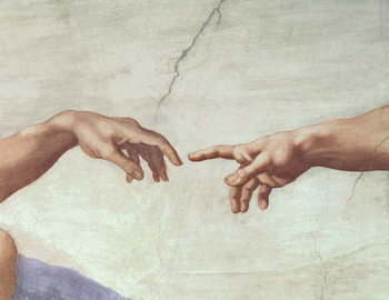 Canvastavla Hands of God and Adam, detail