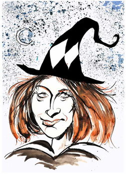 Canvastavla J K Rowling - caricature as a witch