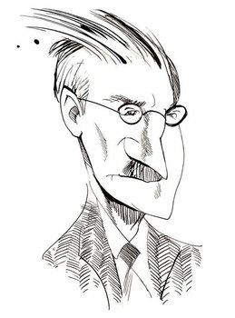 Canvastavla James Joyce - caricature of Irish writer