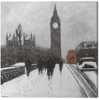 Canvastavla Jon Barker - Snow Men, Westminster Bridgeq