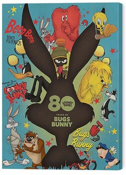 Canvastavla Looney Tunes - Bugs Bunny Crazy Saturday Morning Cartoons