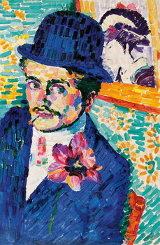 Canvastavla Man with a Tulip (Portrait of Jean Metzinger), 1906