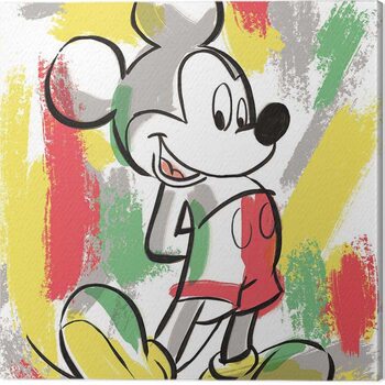 Canvastavla Mickey Mouse - Paint Stripes